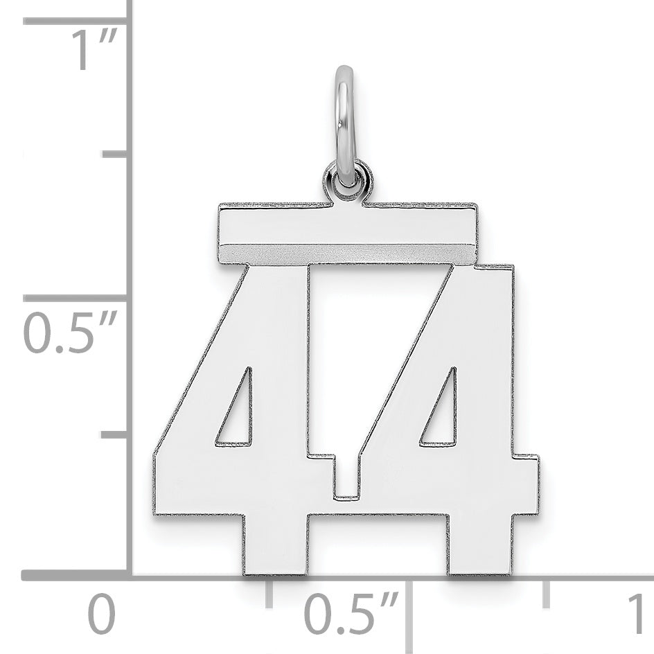 Sterling Silver Rhodium-plated Medium Polished Number 44 Charm