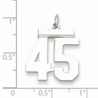 Sterling Silver Rhodium-plated Medium Polished Number 45 Charm