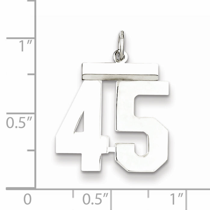 Sterling Silver Rhodium-plated Medium Polished Number 45 Charm