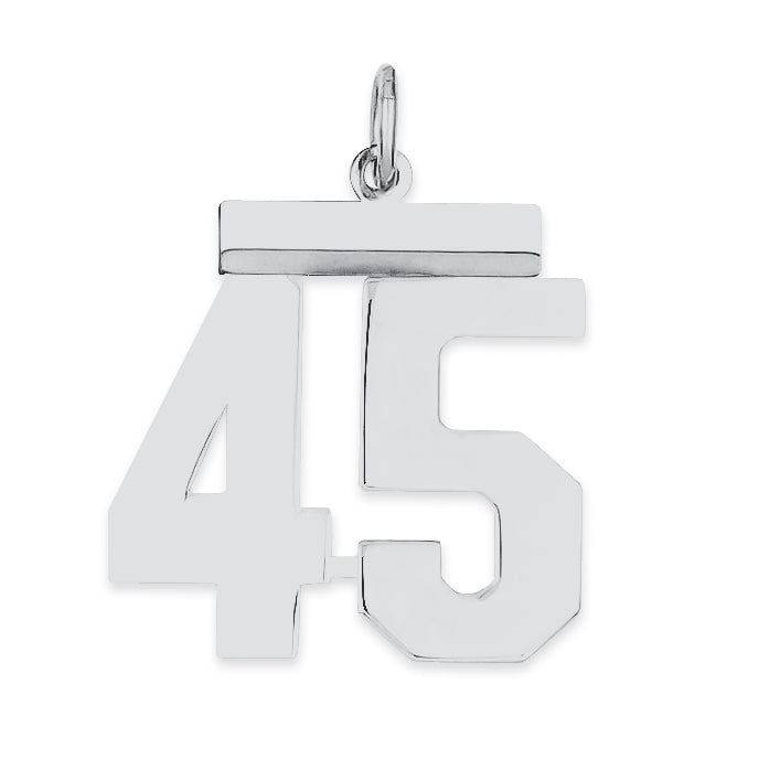 Sterling/Silver Rhodium-plated Polished Number 45 Charm