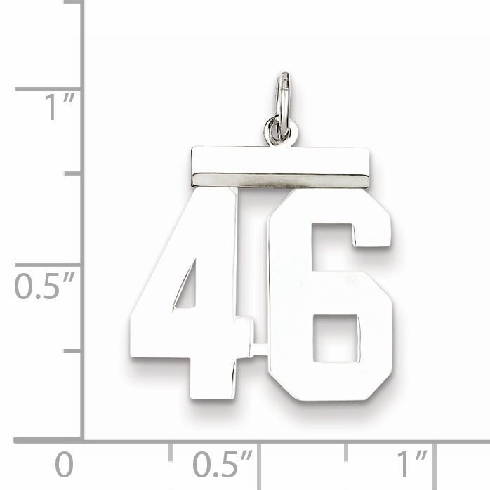 Sterling Silver Rhodium-plated Medium Polished Number 46 Charm