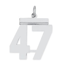 Sterling/Silver Rhodium-plated Polished Number 47 Charm