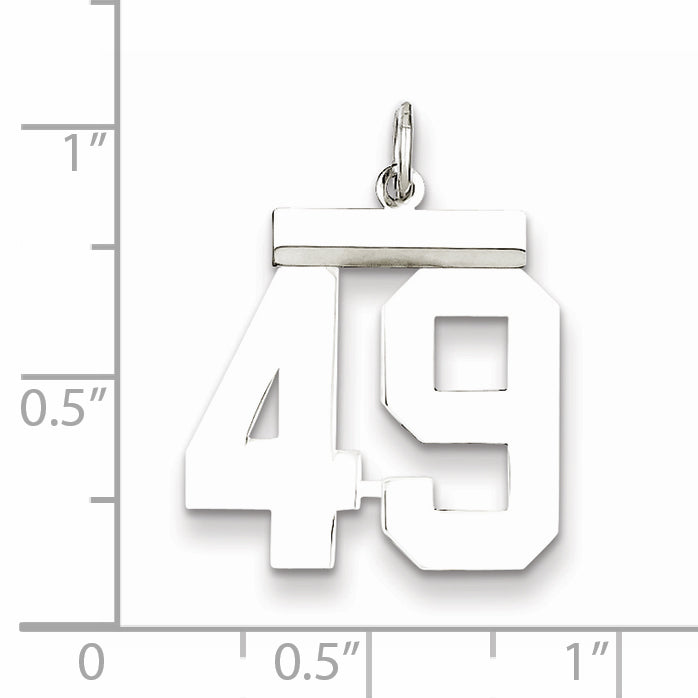 Sterling Silver Rhodium-plated Medium Polished Number 49 Charm Secondary image