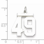 Sterling Silver Rhodium-plated Medium Polished Number 49 Charm