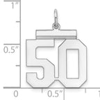 Sterling Silver Rhodium-plated Medium Polished Number 50 Charm