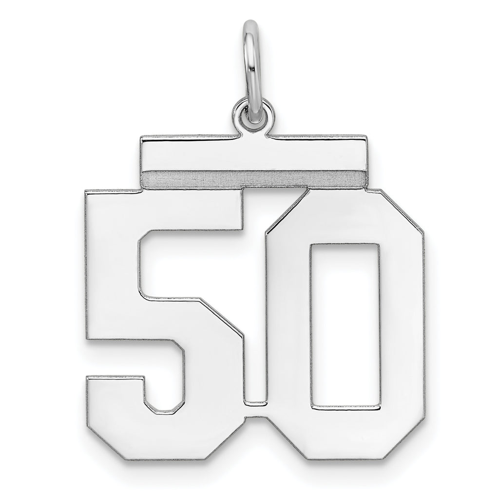 Sterling/Silver Rhodium-plated Polished Number 50 Charm
