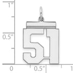 Sterling Silver Rhodium-plated Medium Polished Number 51 Charm
