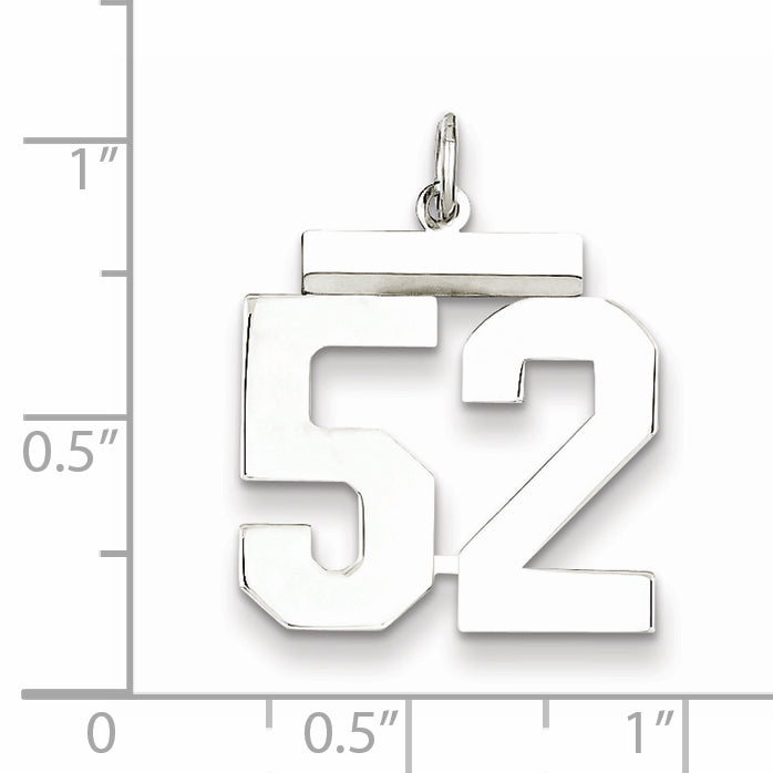 Sterling Silver Rhodium-plated Medium Polished Number 52 Charm Secondary image