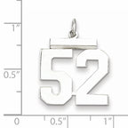 Sterling Silver Rhodium-plated Medium Polished Number 52 Charm