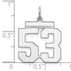 Sterling Silver Rhodium-plated Medium Polished Number 53 Charm