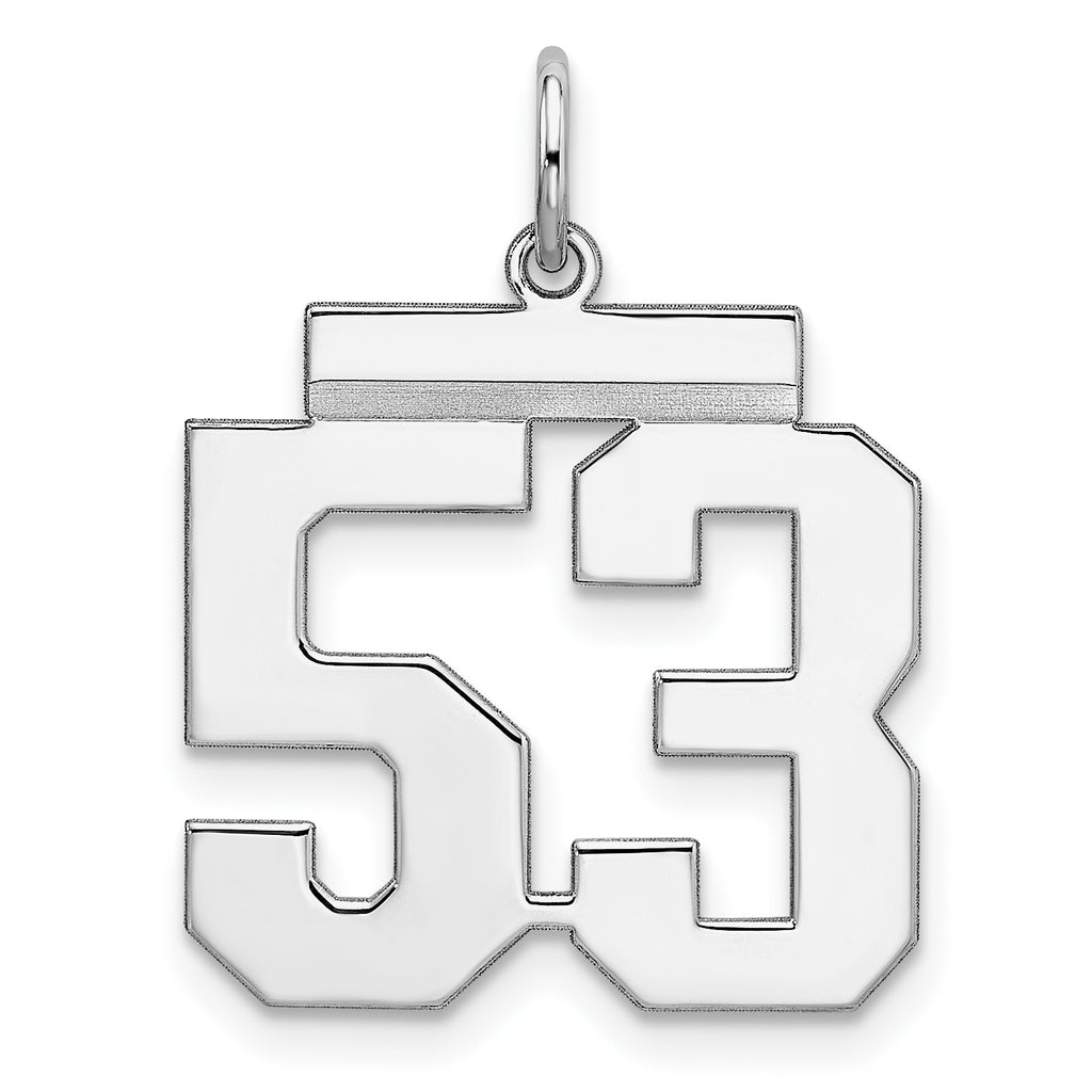 Sterling/Silver Rhodium-plated Polished Number 53 Charm