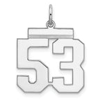 Sterling/Silver Rhodium-plated Polished Number 53 Charm