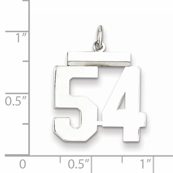 Sterling Silver Rhodium-plated Medium Polished Number 54 Charm