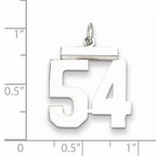 Sterling Silver Rhodium-plated Medium Polished Number 54 Charm