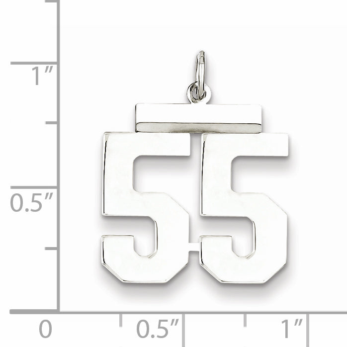 Sterling Silver Rhodium-plated Medium Polished Number 55 Charm