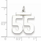 Sterling Silver Rhodium-plated Medium Polished Number 55 Charm