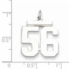 Sterling Silver Rhodium-plated Medium Polished Number 56 Charm