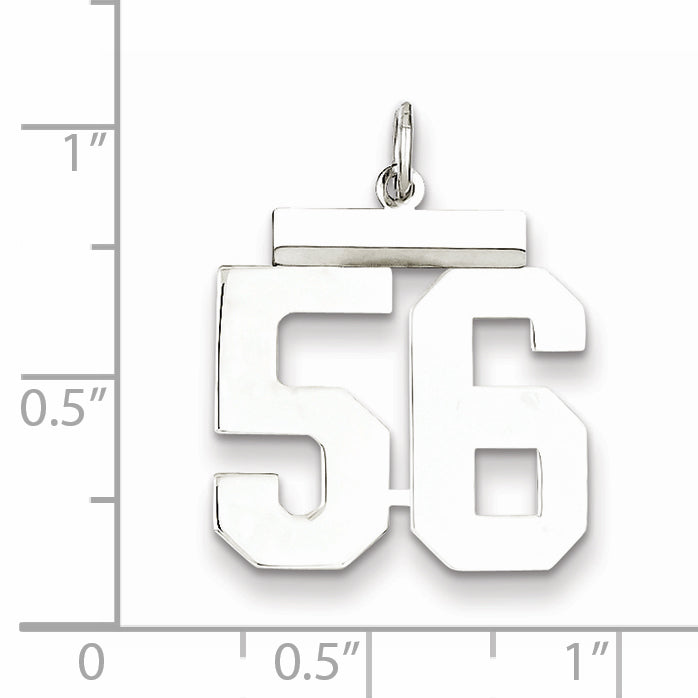 Sterling Silver Rhodium-plated Medium Polished Number 56 Charm
