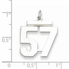 Sterling Silver Rhodium-plated Medium Polished Number 57 Charm