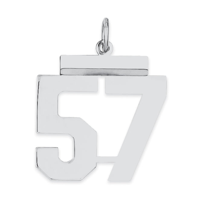 Sterling/Silver Rhodium-plated Polished Number 57 Charm