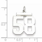 Sterling Silver Rhodium-plated Medium Polished Number 58 Charm