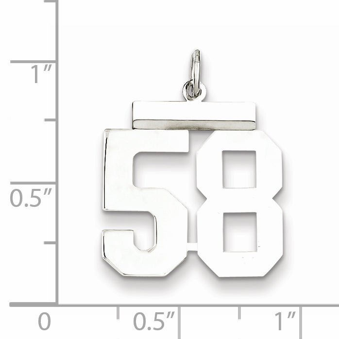 Sterling Silver Rhodium-plated Medium Polished Number 58 Charm