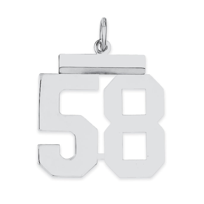 Sterling/Silver Rhodium-plated Polished Number 58 Charm