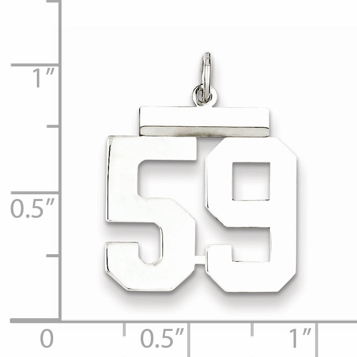 Sterling Silver Rhodium-plated Medium Polished Number 59 Charm Secondary image