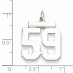 Sterling Silver Rhodium-plated Medium Polished Number 59 Charm