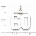 Sterling Silver Rhodium-plated Medium Polished Number 60 Charm