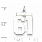 Sterling Silver Rhodium-plated Medium Polished Number 61 Charm