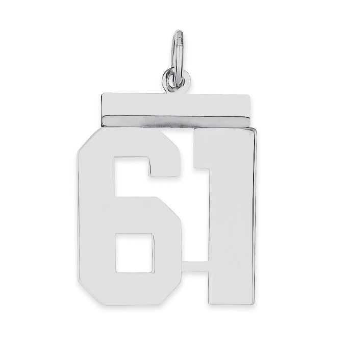 Sterling/Silver Rhodium-plated Polished Number 61 Charm Main image