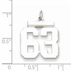 Sterling Silver Rhodium-plated Medium Polished Number 63 Charm