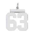 Sterling/Silver Rhodium-plated Polished Number 63 Charm