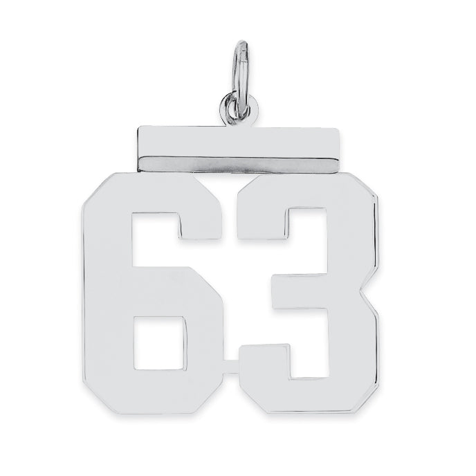 Sterling/Silver Rhodium-plated Polished Number 63 Charm