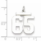Sterling Silver Rhodium-plated Medium Polished Number 65 Charm