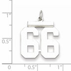 Sterling Silver Rhodium-plated Medium Polished Number 66 Charm