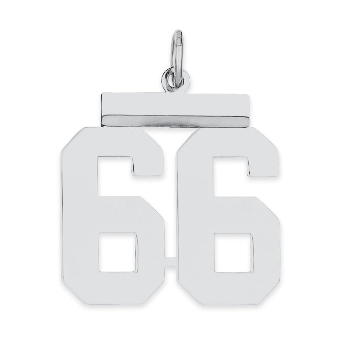 Sterling/Silver Rhodium-plated Polished Number 66 Charm