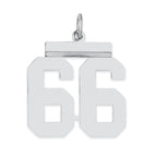 Sterling/Silver Rhodium-plated Polished Number 66 Charm