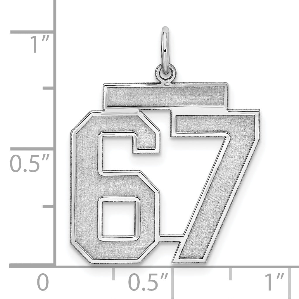 Sterling Silver Rhodium-plated Medium Polished Number 67 Charm
