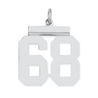 Sterling/Silver Rhodium-plated Polished Number 68 Charm
