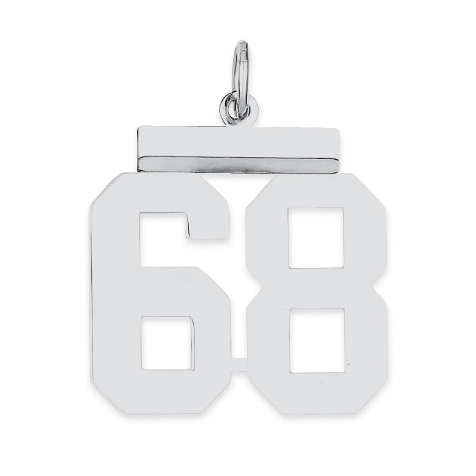 Sterling/Silver Rhodium-plated Polished Number 68 Charm