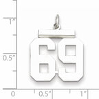 Sterling Silver Rhodium-plated Medium Polished Number 69 Charm
