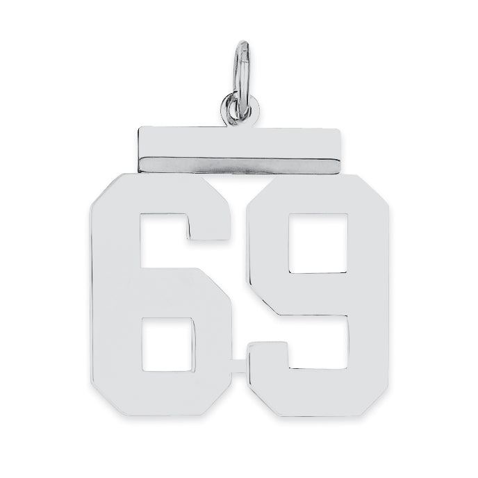Sterling/Silver Rhodium-plated Polished Number 69 Charm Main image