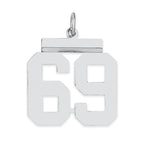 Sterling/Silver Rhodium-plated Polished Number 69 Charm