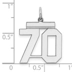 Sterling Silver Rhodium-plated Medium Polished Number 70 Charm