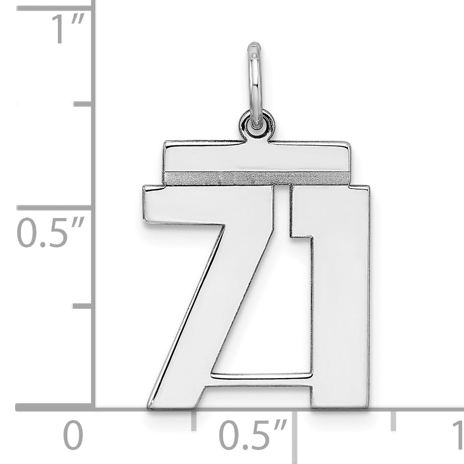 Sterling Silver Rhodium-plated Medium Polished Number 71 Charm