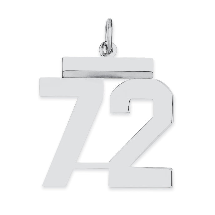 Sterling/Silver Rhodium-plated Polished Number 72 Charm