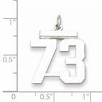 Sterling Silver Rhodium-plated Medium Polished Number 73 Charm