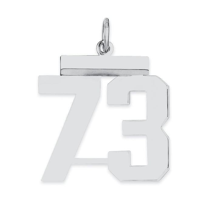 Sterling/Silver Rhodium-plated Polished Number 73 Charm